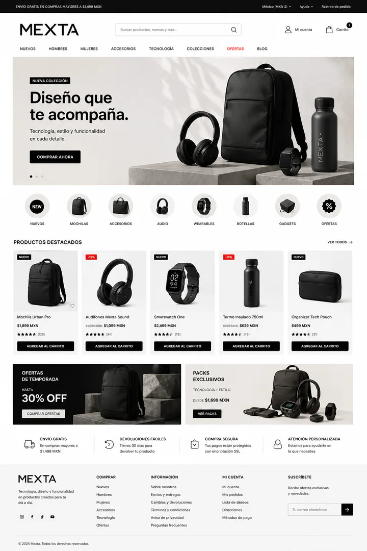 Vista previa del diseño de demostración Tienda en línea Premium